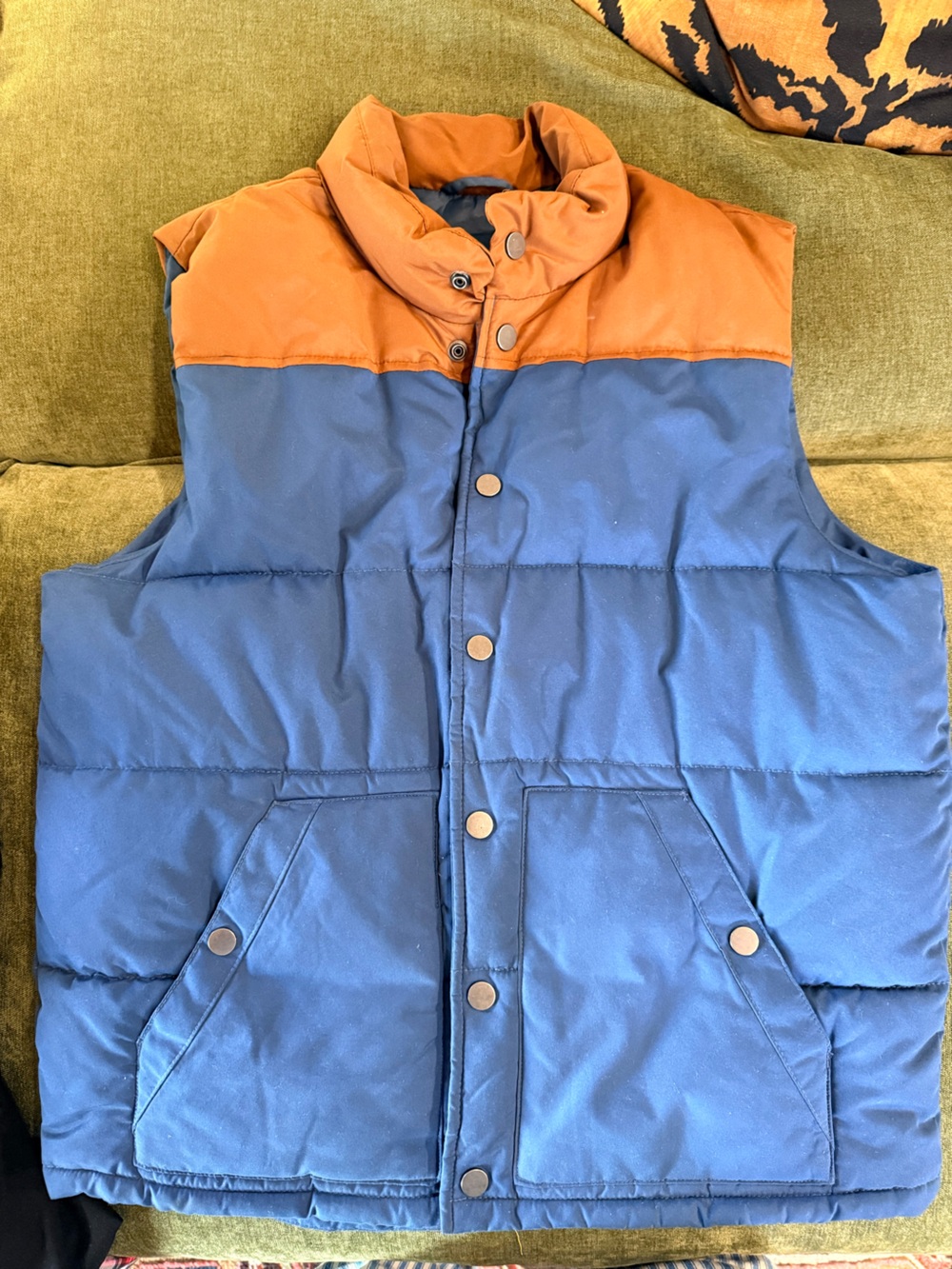 Vintage Old Navy Two-Tone Puffer Vest - Blue & Saddle